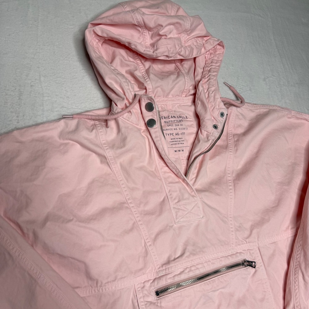 American Eagle Outfitters Pink Hooded Anorak Jacket Type AE 177 Size M
